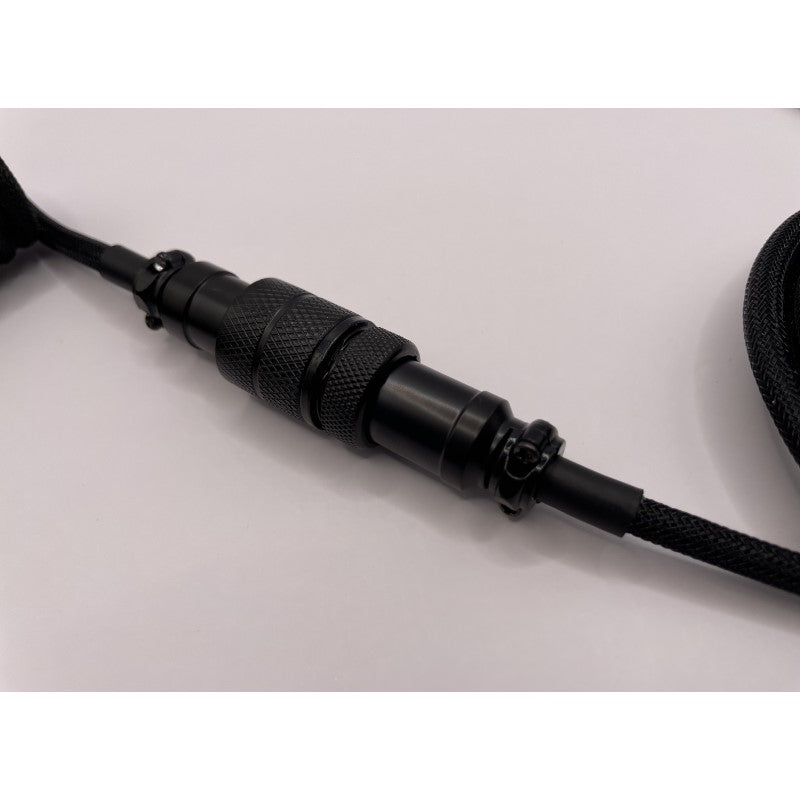 Triple Black Mechanical Keyboard Coiled Cable GX16 - Keebz N CablesCables