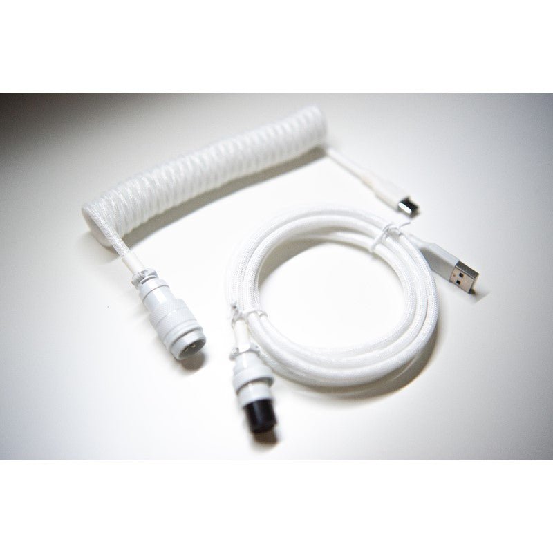 Triple White Mechanical Keyboard Coiled Cable GX16 - Keebz N CablesCables