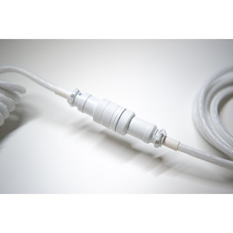 Triple White Mechanical Keyboard Coiled Cable GX16 - Keebz N CablesCables