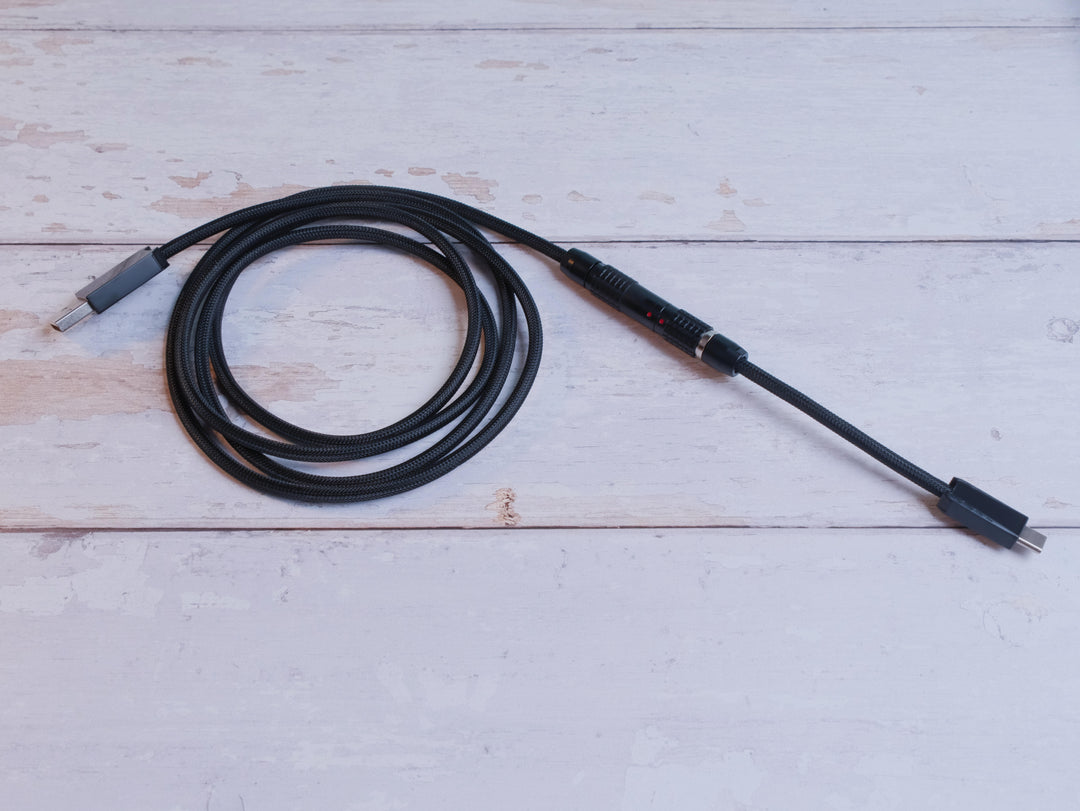 Keebz N Cables - Cables - Triple Black Mechanical Keyboard Straight LEMO Cable - Keebz N Cables