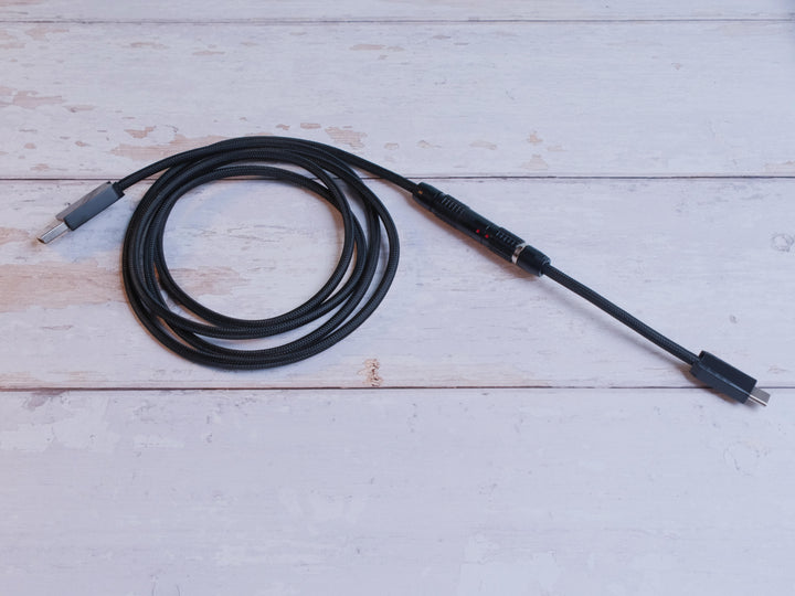 Keebz N Cables - Cables - Triple Black Mechanical Keyboard Straight LEMO Cable - Keebz N Cables