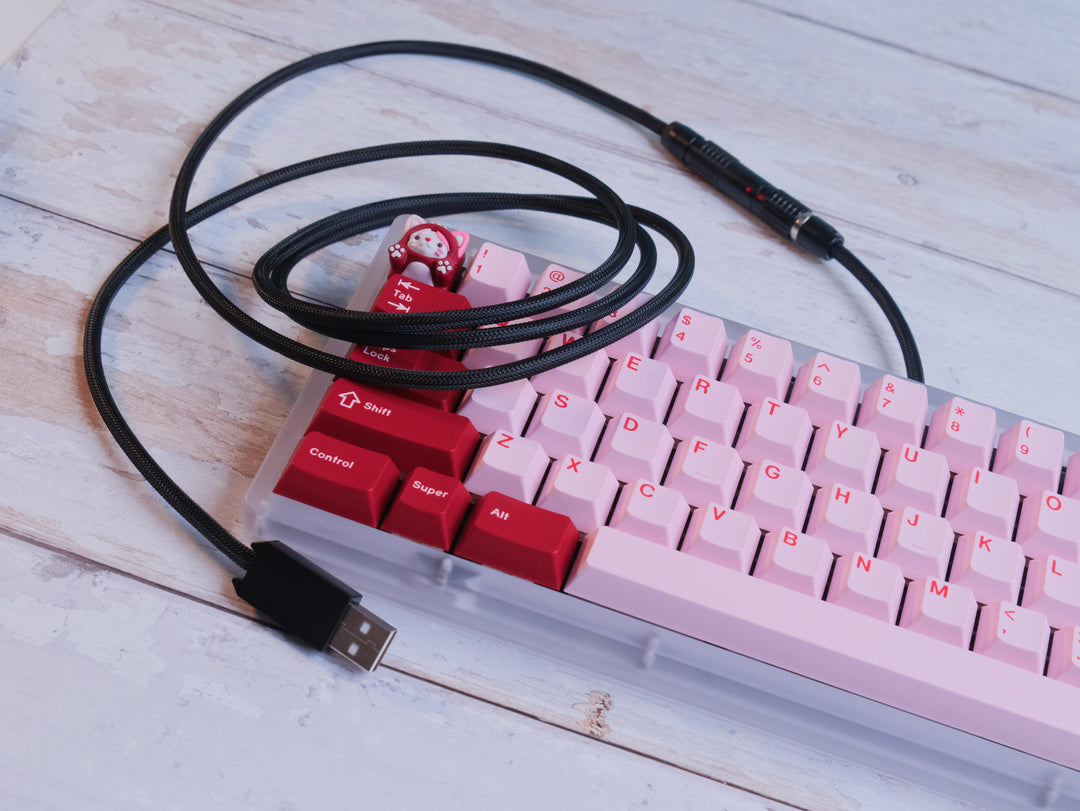 Keebz N Cables - Cables - Triple Black Mechanical Keyboard Straight LEMO Cable - Keebz N Cables