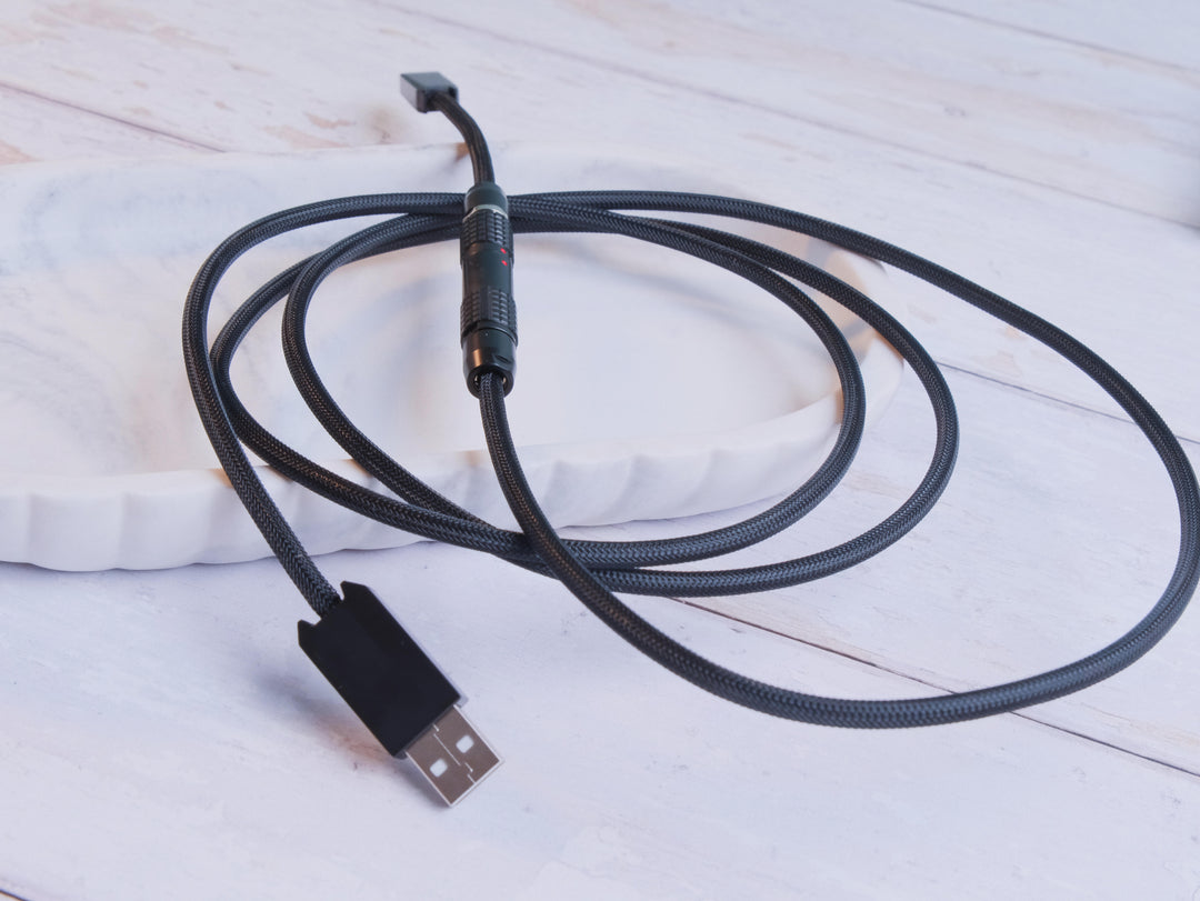 Keebz N Cables - Cables - Triple Black Mechanical Keyboard Straight LEMO Cable - Keebz N Cables