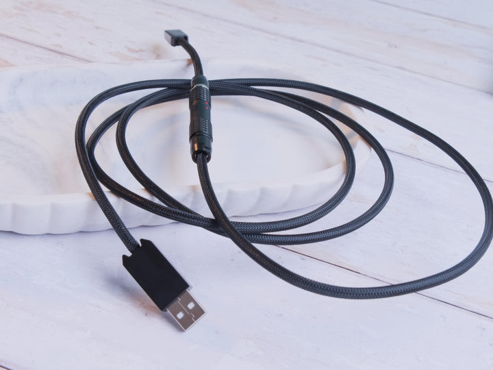 Keebz N Cables - Cables - Triple Black Mechanical Keyboard Straight LEMO Cable - Keebz N Cables