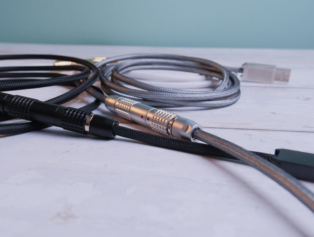 Keebz N Cables - Cables - Silver Mechanical Keyboard Straight LEMO Cable - Keebz N Cables