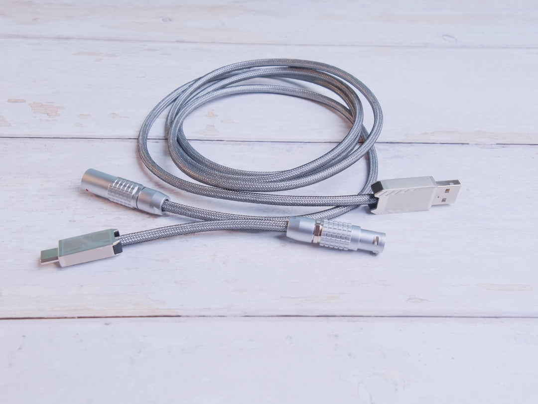 Keebz N Cables - Cables - Silver Mechanical Keyboard Straight LEMO Cable - Keebz N Cables