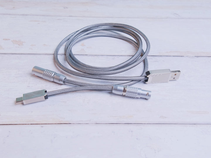 Keebz N Cables - Cables - Silver Mechanical Keyboard Straight LEMO Cable - Keebz N Cables