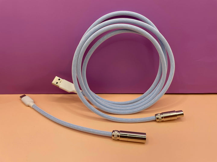 Keebz N Cables - Cables - Baby Blue Silver Mechanical Keyboard Straight XLR Cable - Keebz N Cables