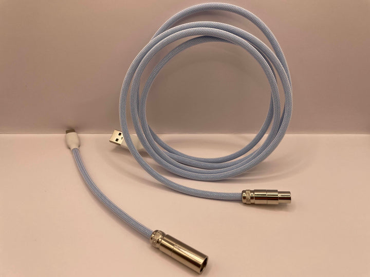 Keebz N Cables - Cables - Baby Blue Silver Mechanical Keyboard Straight XLR Cable - Keebz N Cables