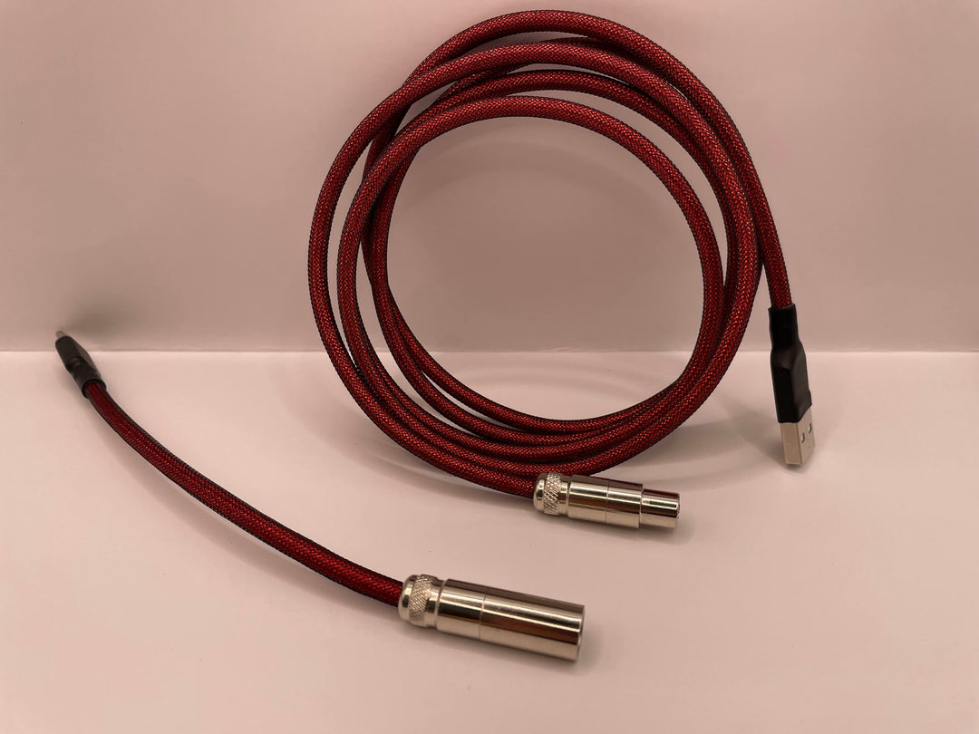 Keebz N Cables - Cables - Red Silver Mechanical Keyboard Straight XLR Cable - Keebz N Cables