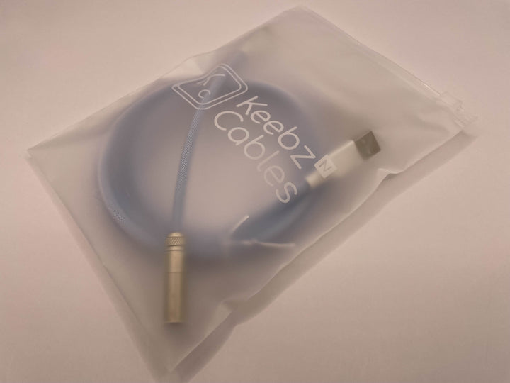 Keebz N Cables - Cables - Baby Blue Silver Mechanical Keyboard Straight XLR Cable - Keebz N Cables