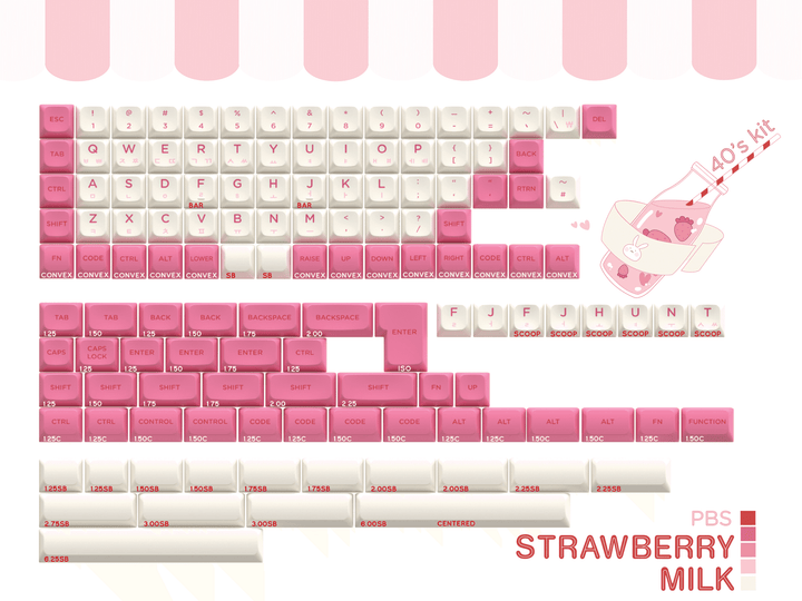 [Pre-order] PBS Strawberry Milk PBT Keycaps