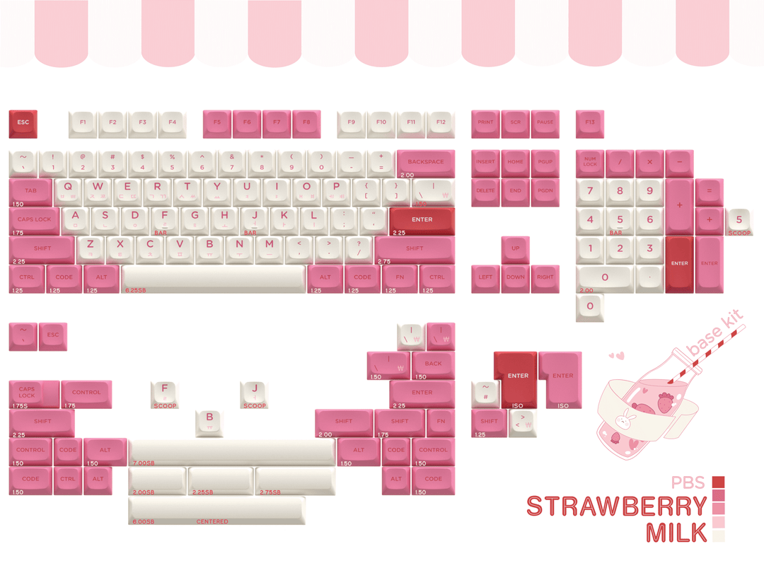 [Pre-order] PBS Strawberry Milk PBT Keycaps