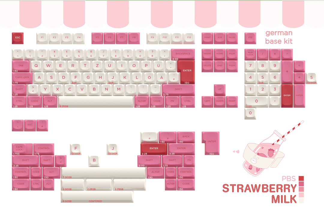 [Pre-order] PBS Strawberry Milk PBT Keycaps