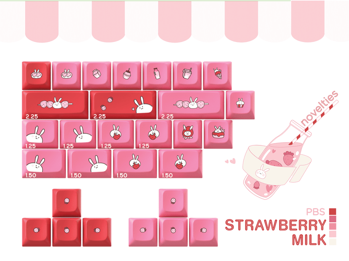 [Pre-order] PBS Strawberry Milk PBT Keycaps