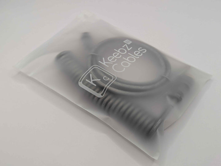 Keebz N Cables - Cables - Gunmetal Grey Mechanical Keyboard Coiled Cable GX16 - Keebz N Cables
