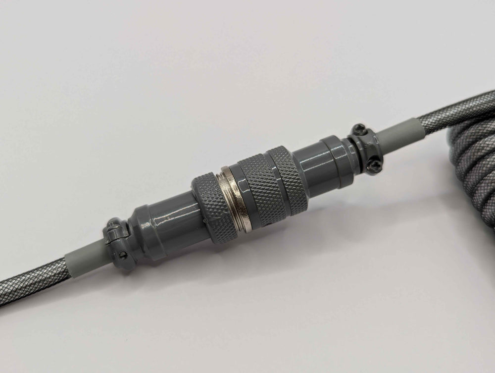 Keebz N Cables - Cables - Gunmetal Grey Mechanical Keyboard Coiled Cable GX16 - Keebz N Cables