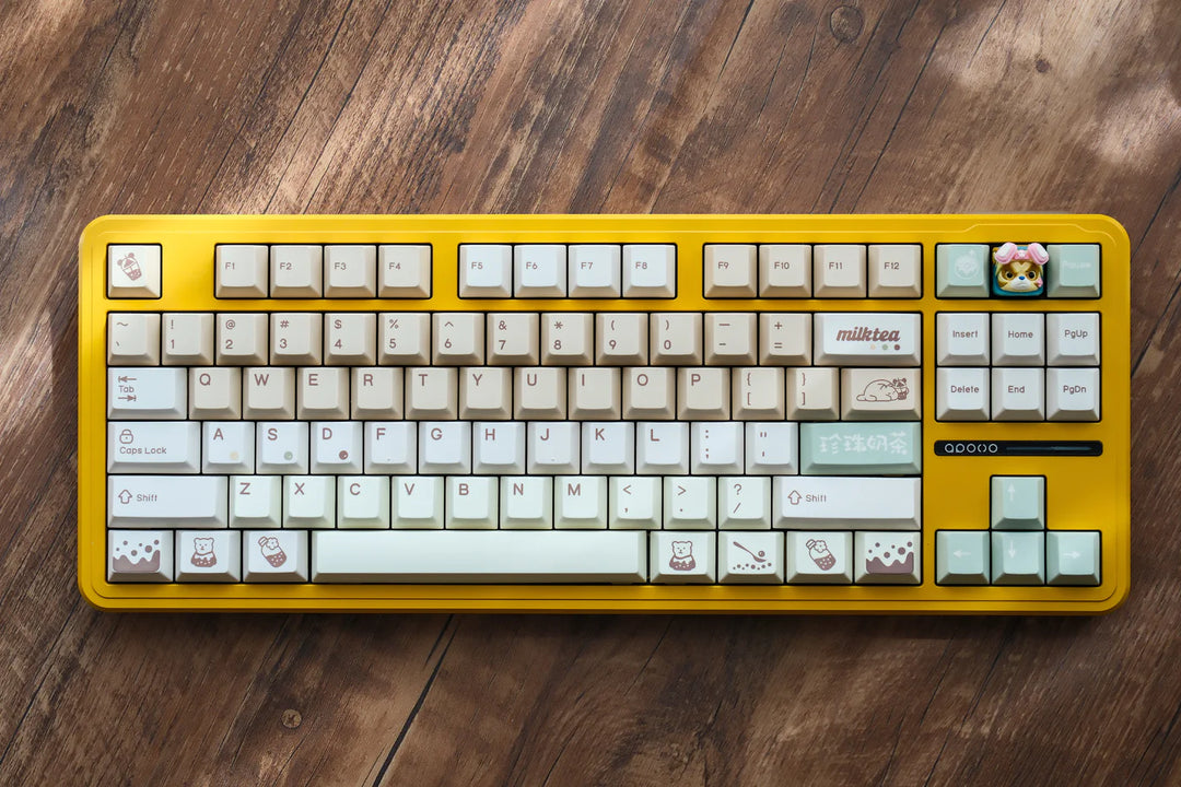 QwertyKeys Pearl Milk Tea Dye-sub PBT Keycaps – Keebz N Cables