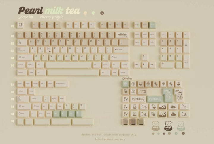 QwertyKeys - Keycaps - [Pre-order] QwertyKeys Pearl Milk Tea Keycaps - Keebz N Cables
