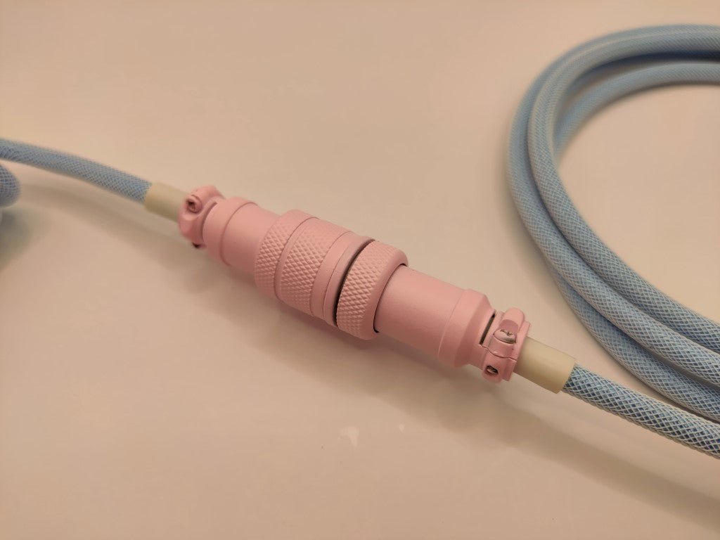 Baby Blue Tri-colour Mechanical Keyboard Coiled Cable GX16 - Keebz N CablesCables